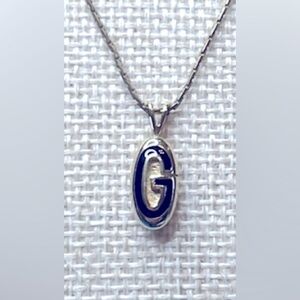 Givenchy Elegant Gold & Black Enamel “G” Pendant Necklace